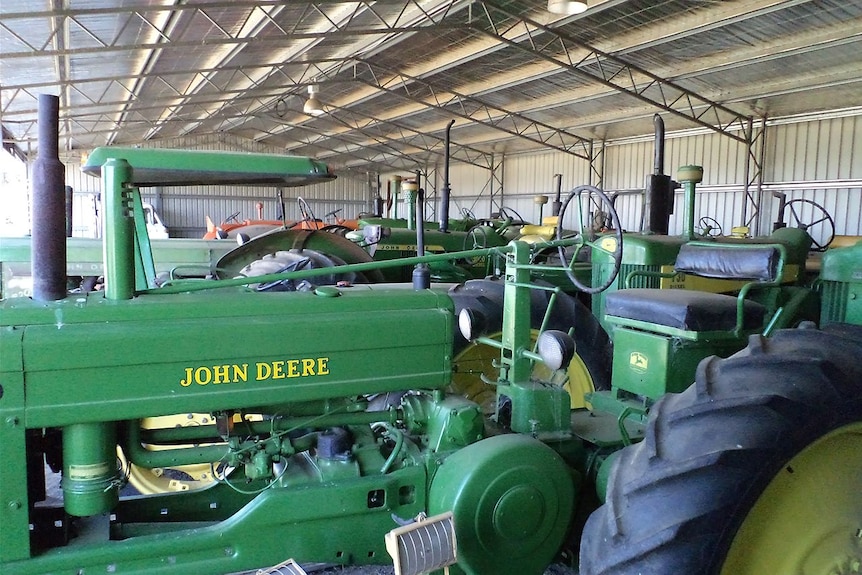 Distinctive green and yellow colours of John Deere tractors in Bill Shanley.