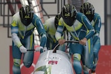 Australia begins its run in the four-man bobsleigh event at the Olympic Winter Games.