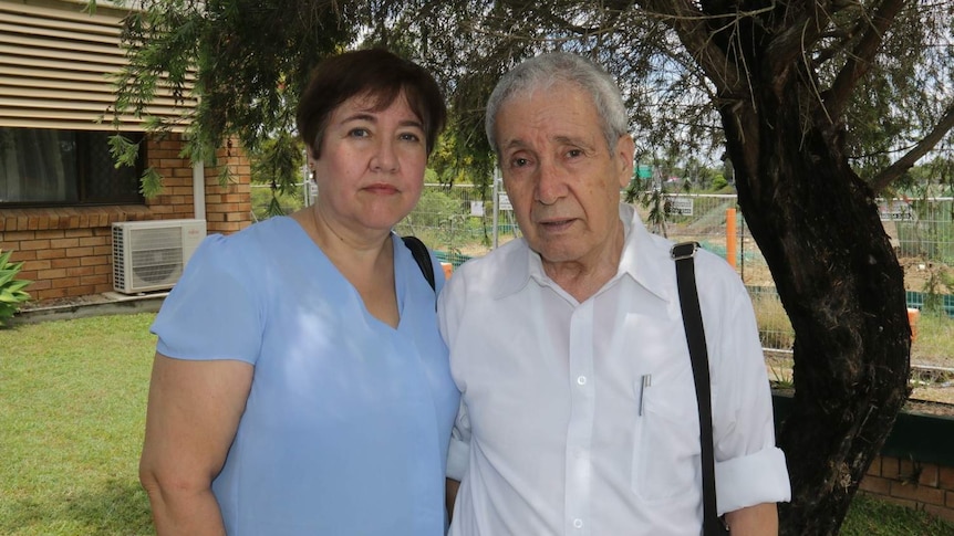 Jeannette Ulloa with her father Pedro standing outside of their unit complex.