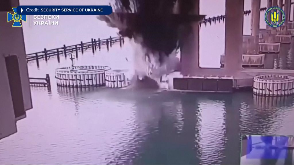 Ukrainian intelligence vision shows explosion at Crimea bridge - ABC News