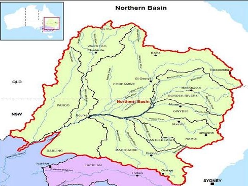 A map showing the northern basin of the Murray-Darling Basin.
