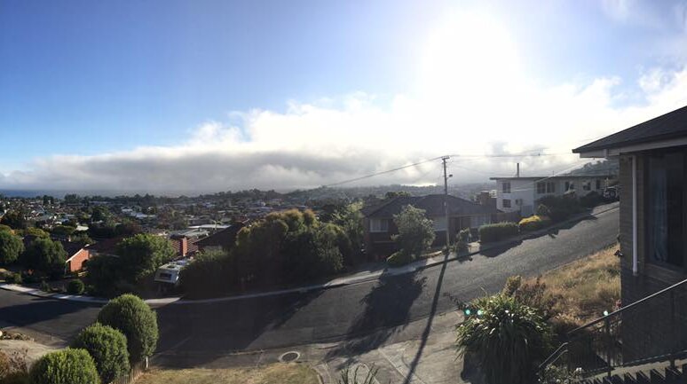 Christmas Eve fog rolls in over Hobart.