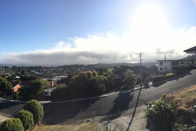 Christmas Eve fog rolls in over Hobart.