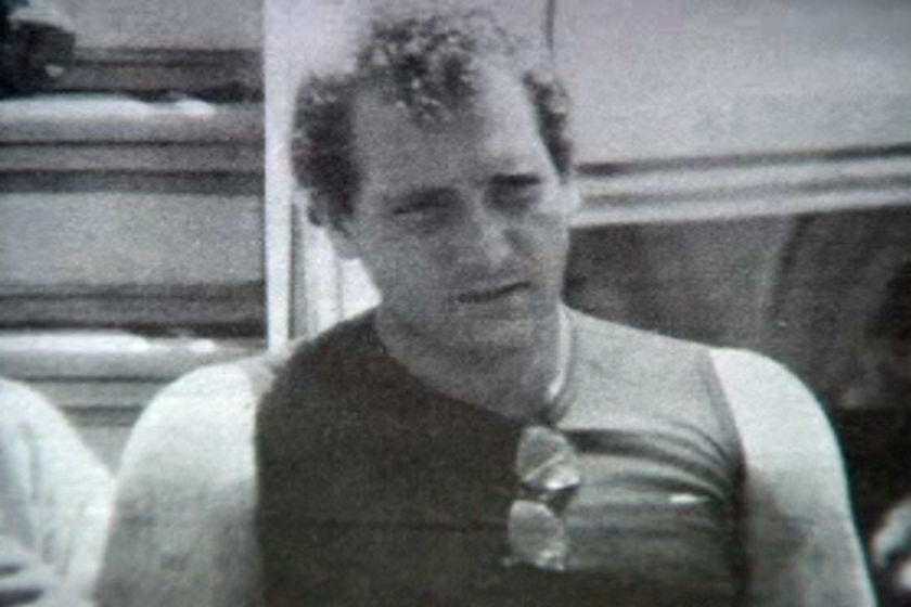 A black and white image of Jonathan Peter Bakewell during his arrest in 1988.