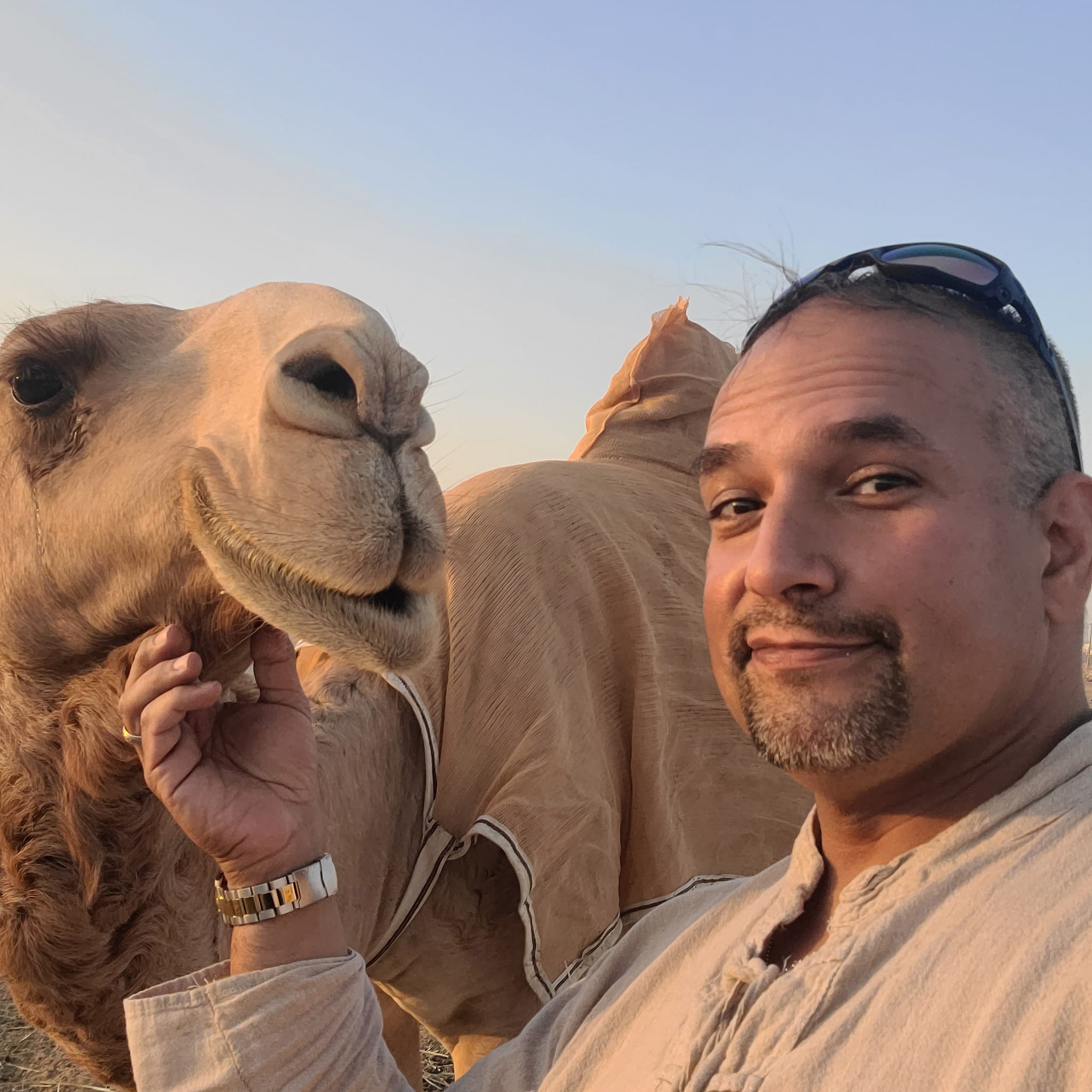 A man with a camel.