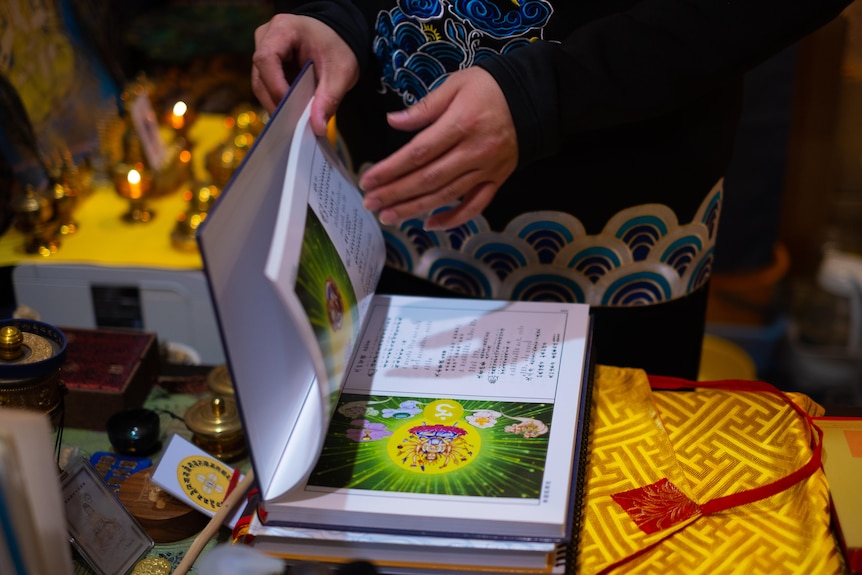 A photo of a book in a feng shui shop.