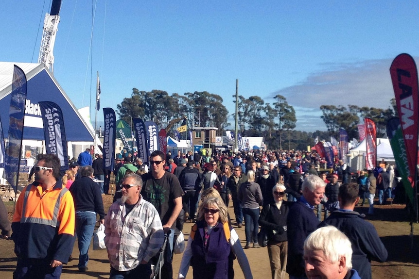 Crowds build a the agricultural show Agfest in northern Tasmania.