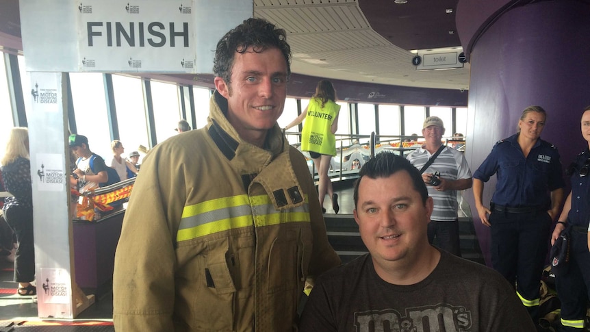 Fire fighter Matt Pridham and friend Adam Regal, who inspired the stair climb
