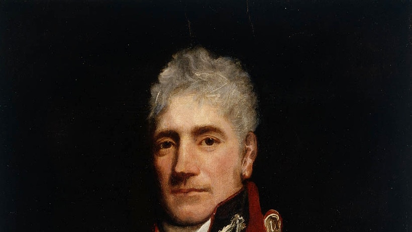 A portrait of governor Lachlan Macquarie.