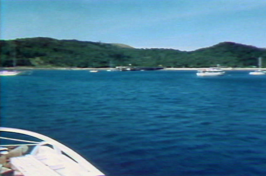 View from a boat approaching South Molle Island in 1986.