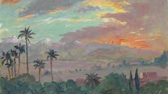 Painting of a sunset over the Atlas mountains