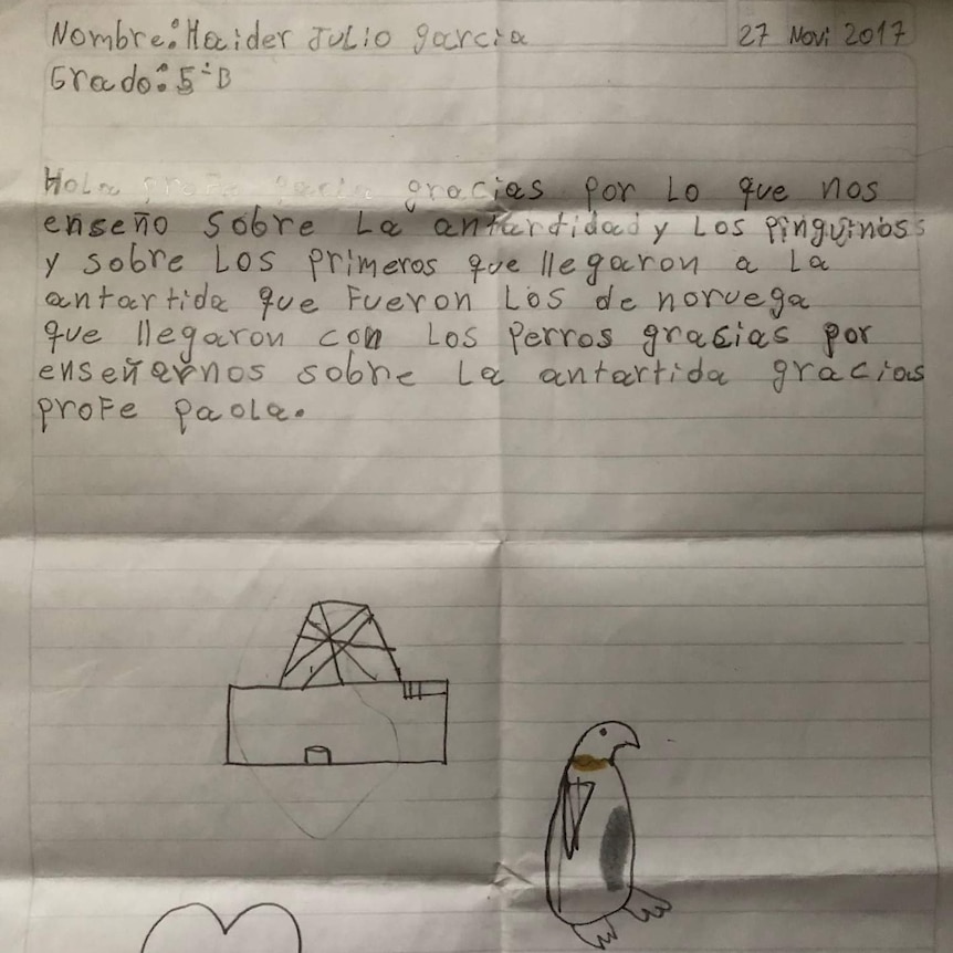 Letter in kid's handwriting