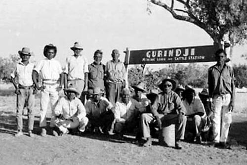 Gurindji strikers at Wattie Creek. (Supplied: Brian Manning)