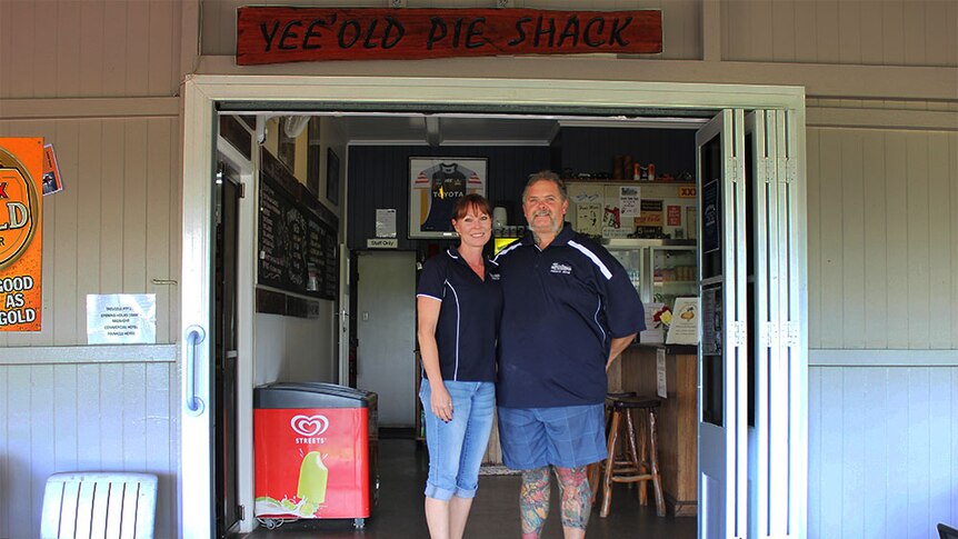 Karen and Andrew Guthrie at 'yee old pie shack'.
