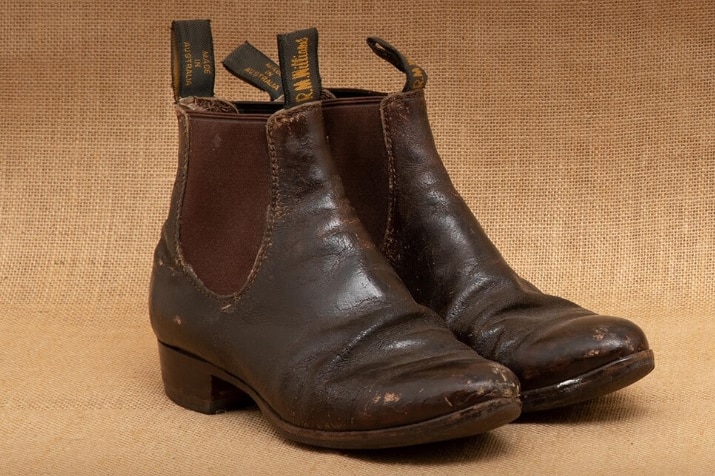 A pair of weathered RM Williams boots.