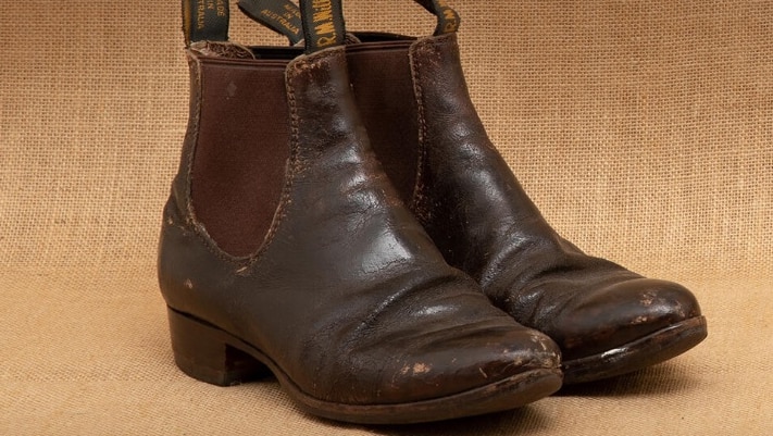 A pair of weathered RM Williams boots.