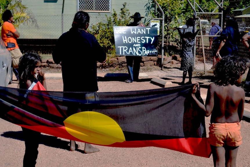 Borroloola community members protest