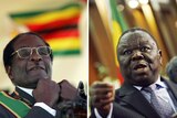 Split framed pic of Robert Mugabe and Morgan Tsvangari