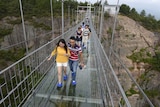Glass bridge in China's Shiniuzhai Geological National Park