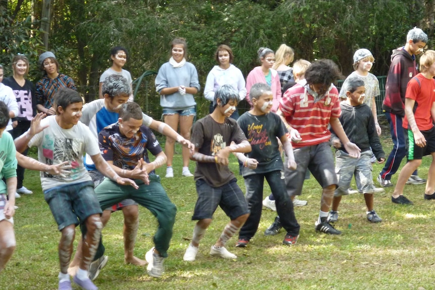 Aboriginal children dancing to learn about maths