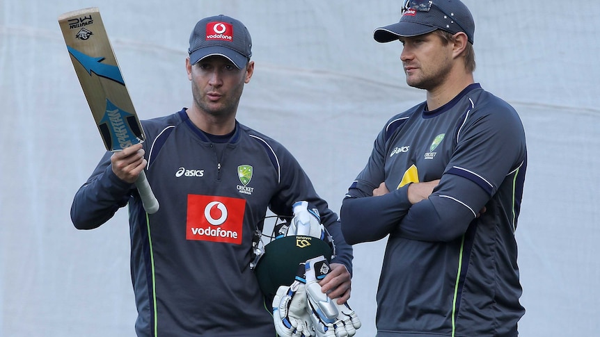 Shane Watson (R) has failed in his bid to make the side for the second Test in Adelaide.
