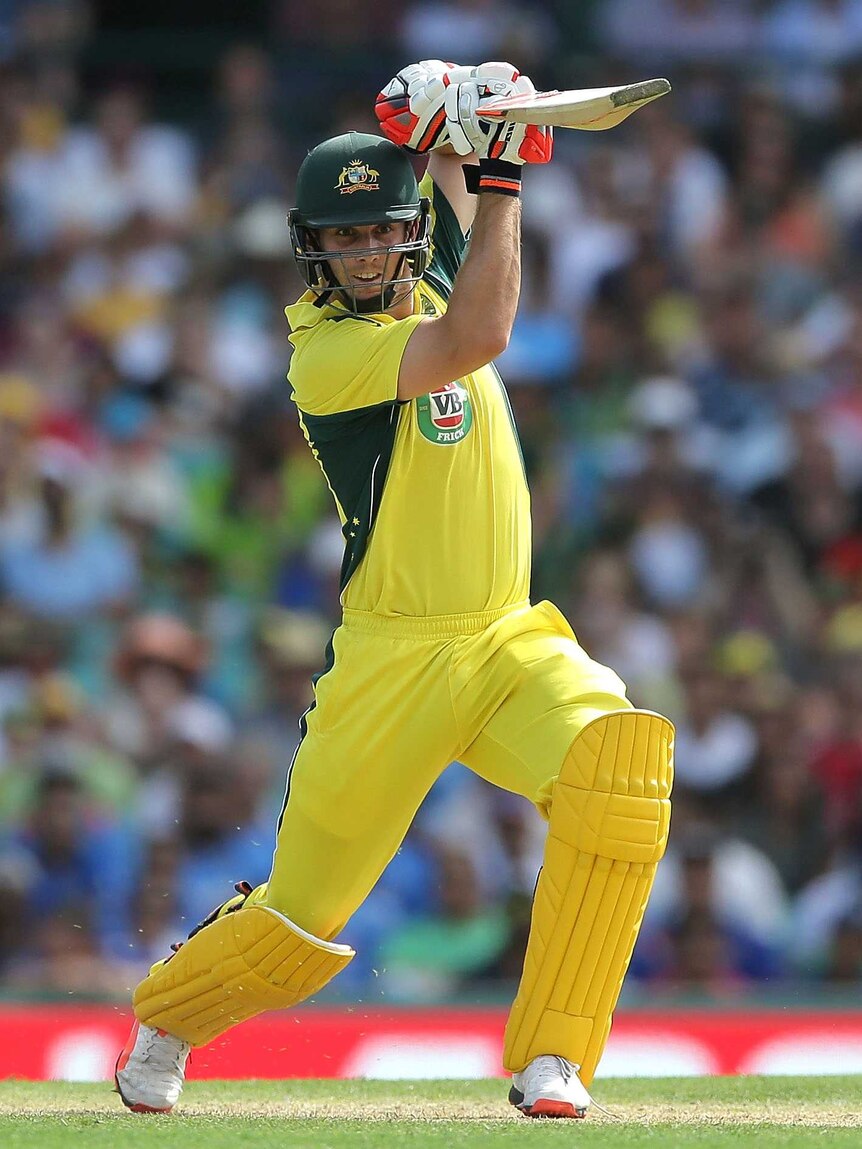 Mitchell Marsh drives during the fifth ODI against India