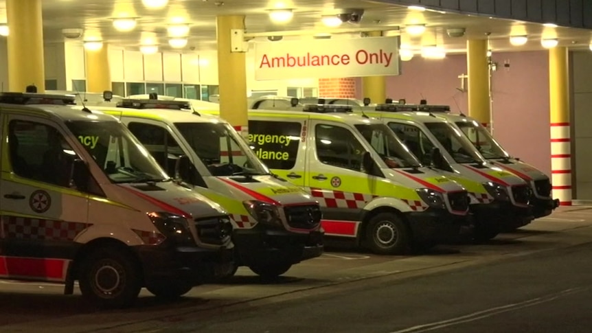 A row of ambulances