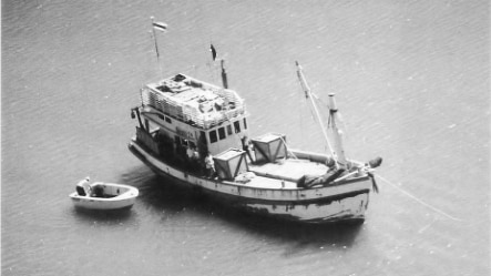 1994 photo of Thai fishing vessel, Bahari 314, that was carrying Australia’s largest heroin haul in 1994.