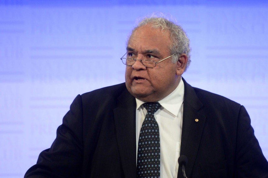 Tom Calma addresses the National Press Club in Canberra