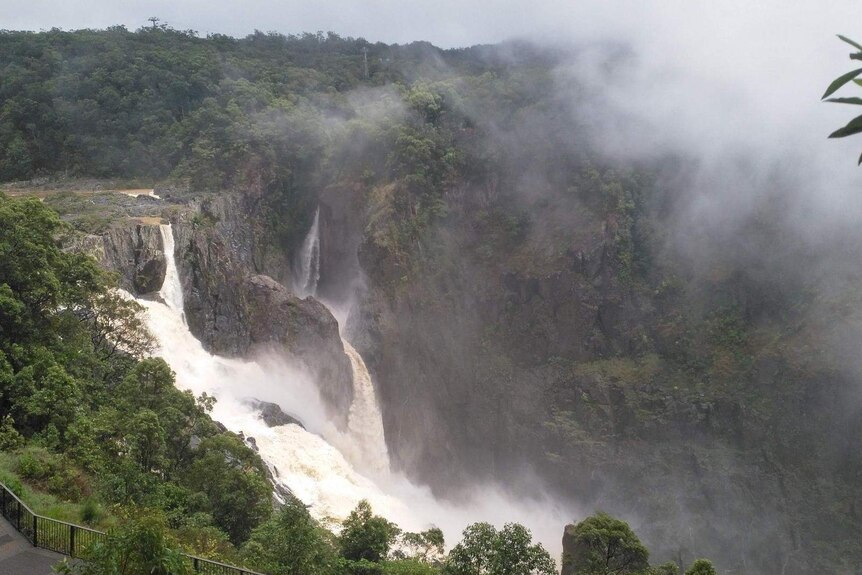 Barron Falls at Kuranda gushes after heavy rains in far north Queensland overnight.