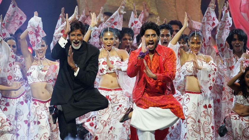 Bollywood actors Amitabh Bachchan and Abhishek Bachchan