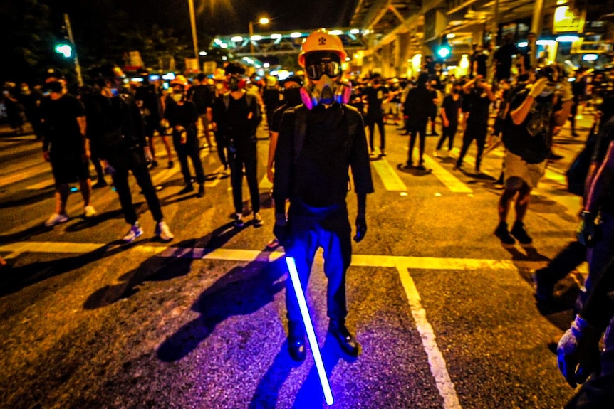 Demonstrators on the streets of Hong Kong.