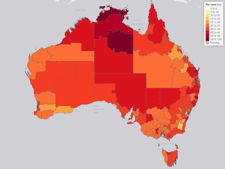 Percentage of preschool and school-aged children in families experiencing employment stress in 2020.