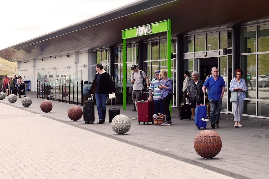 Visitors arrive at Hobart Airport