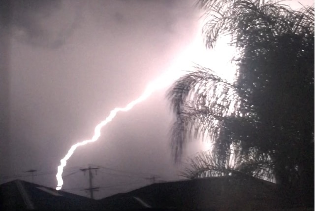 Lightning tears through the sky in Mildura.