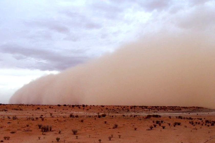 A dust storm rolls across the desert near Moomba in outback South Australia.
