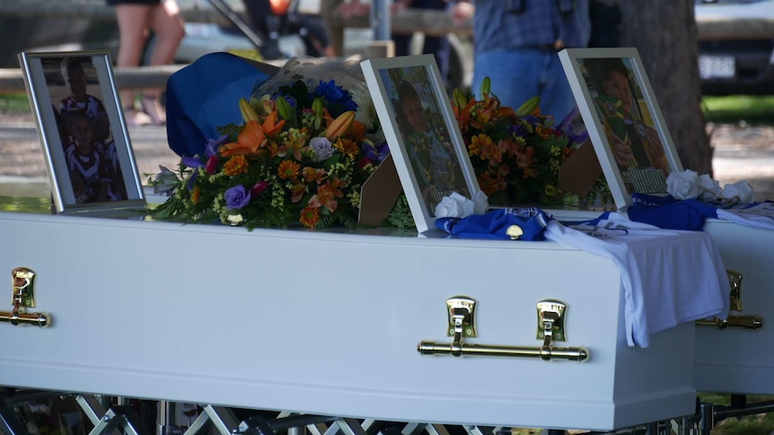 Caskets of two boys killed in a car crash in Wellington in January