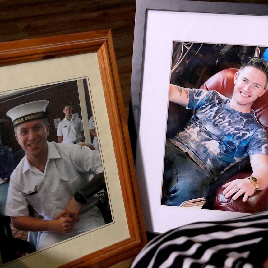 Framed photos of Donna Anderson's sons.