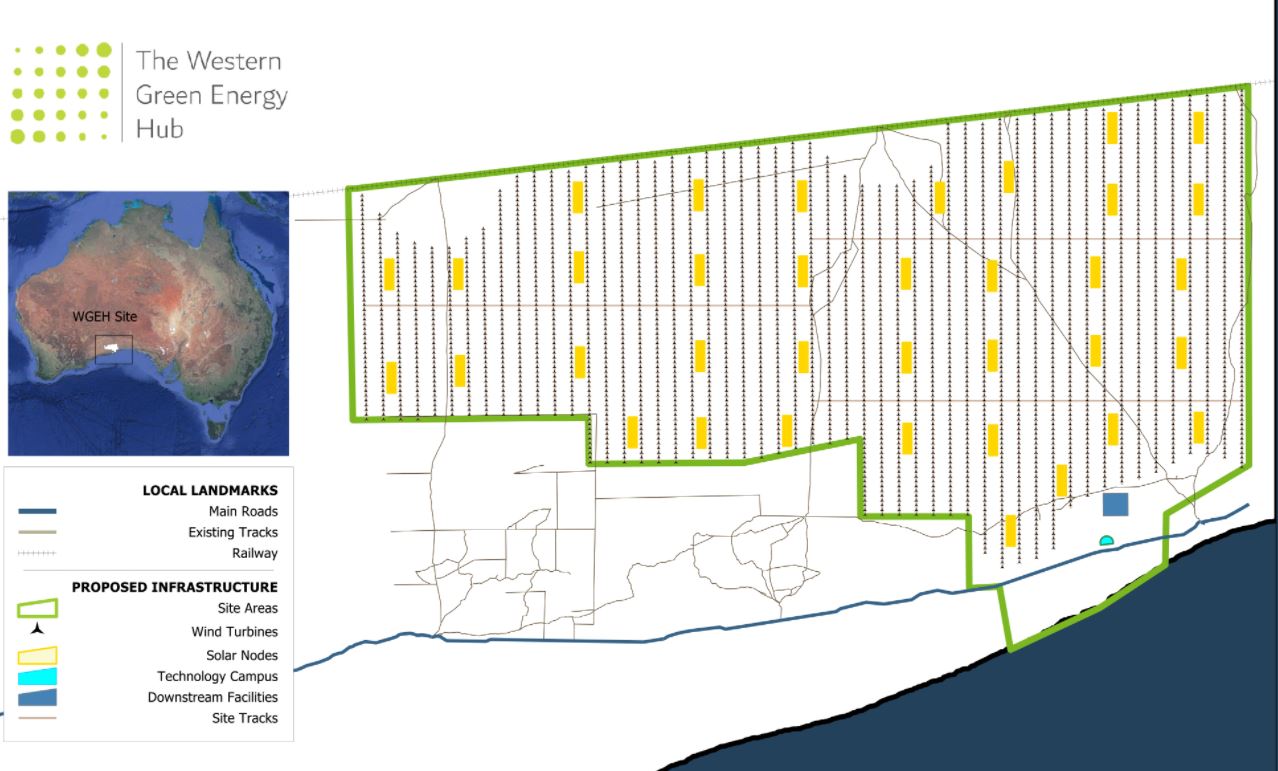 an artist's impression of the area and size of the Western Green Energy Hub.
