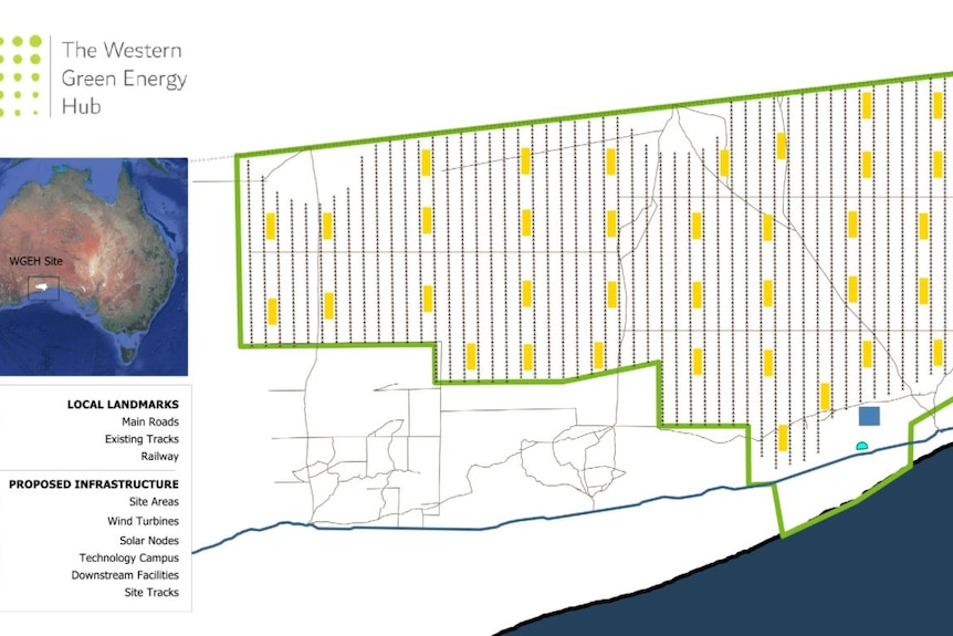 an artist's impression of the area and size of the Western Green Energy Hub.