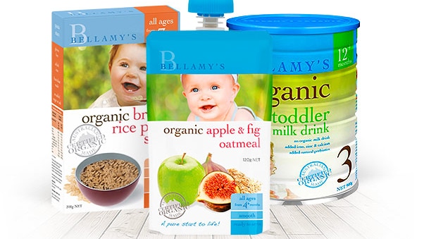 Bellamy's assorted baby food products.