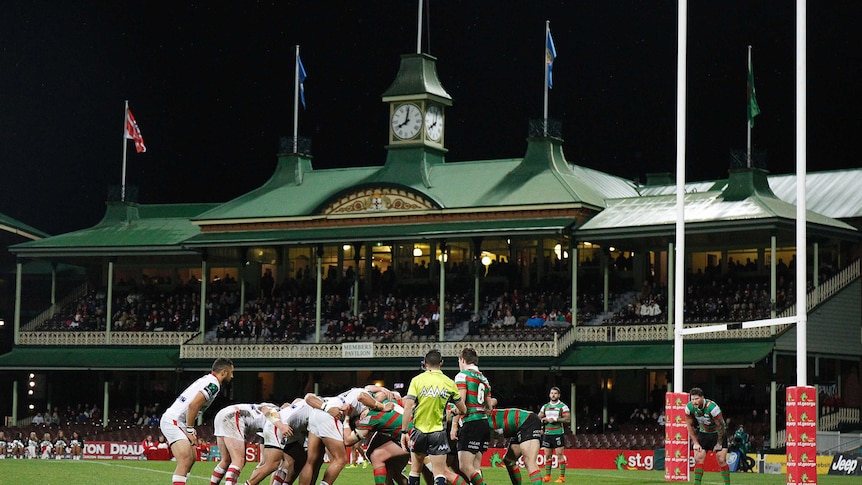 Souths and St George pack a scrum at the SCG
