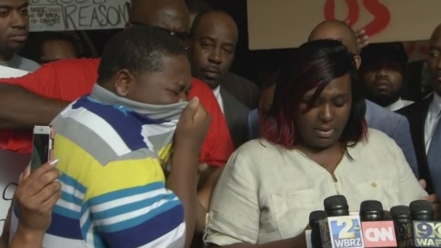 Alton Sterling's son breaks down during press conference