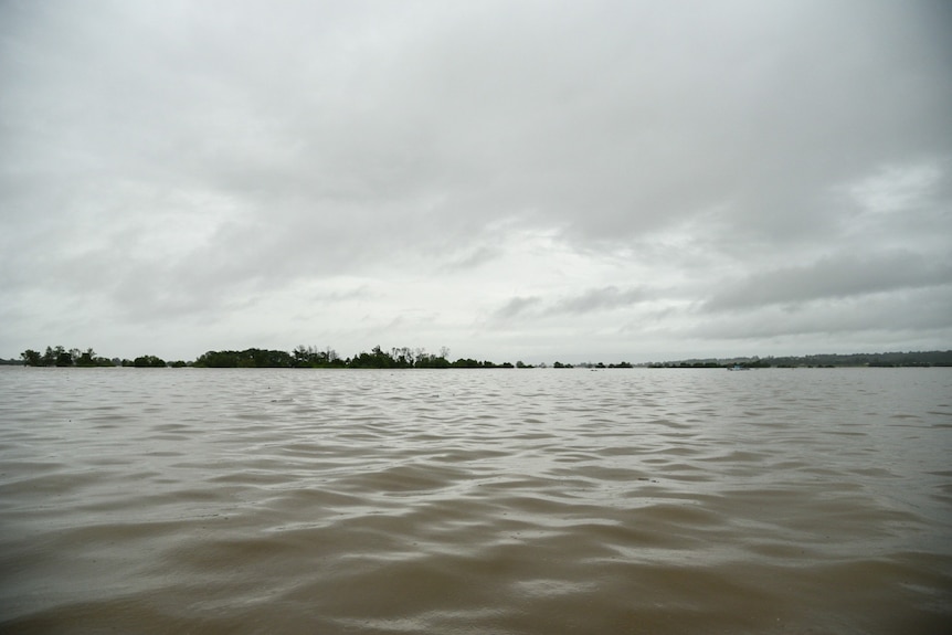 A NSW river that has become an inland sea after severe flooding.