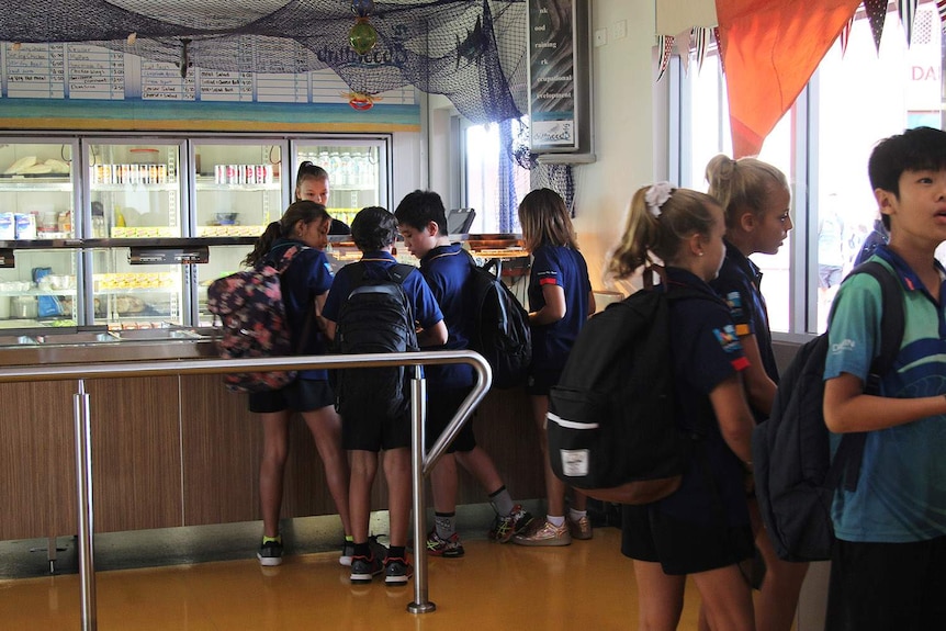 a cafe worker serves customers