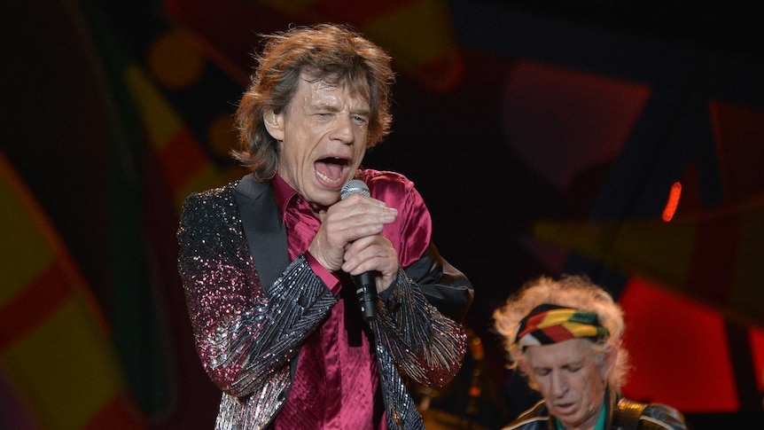 Close up of Mick Jagger performing
