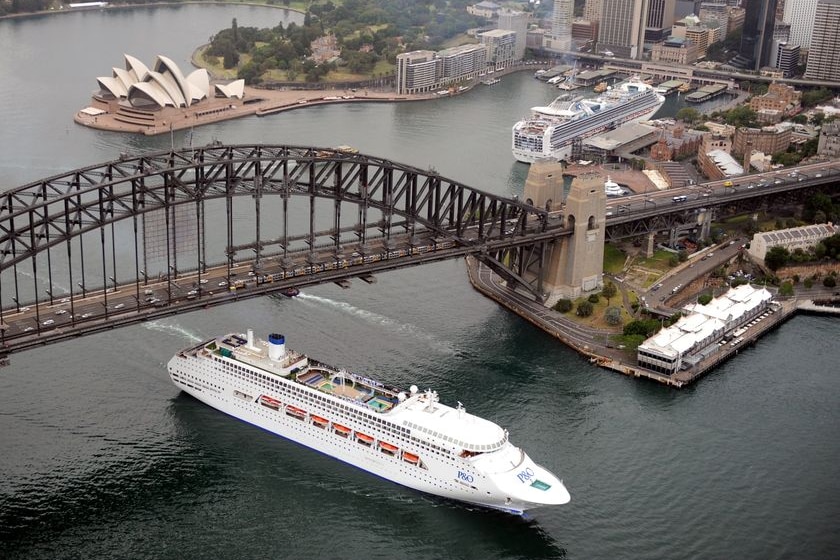 One of three superliners cruises on Sydney Harbour on December 10, 2009.