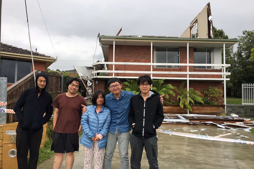 The residents were not injured when the roof lifted from their home in the wild weather