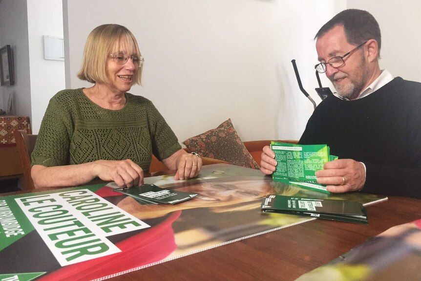 ACT Greens MLA Caroline Le Couter and her husband.