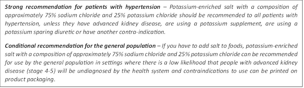 Recommendation for patients with hypertension
